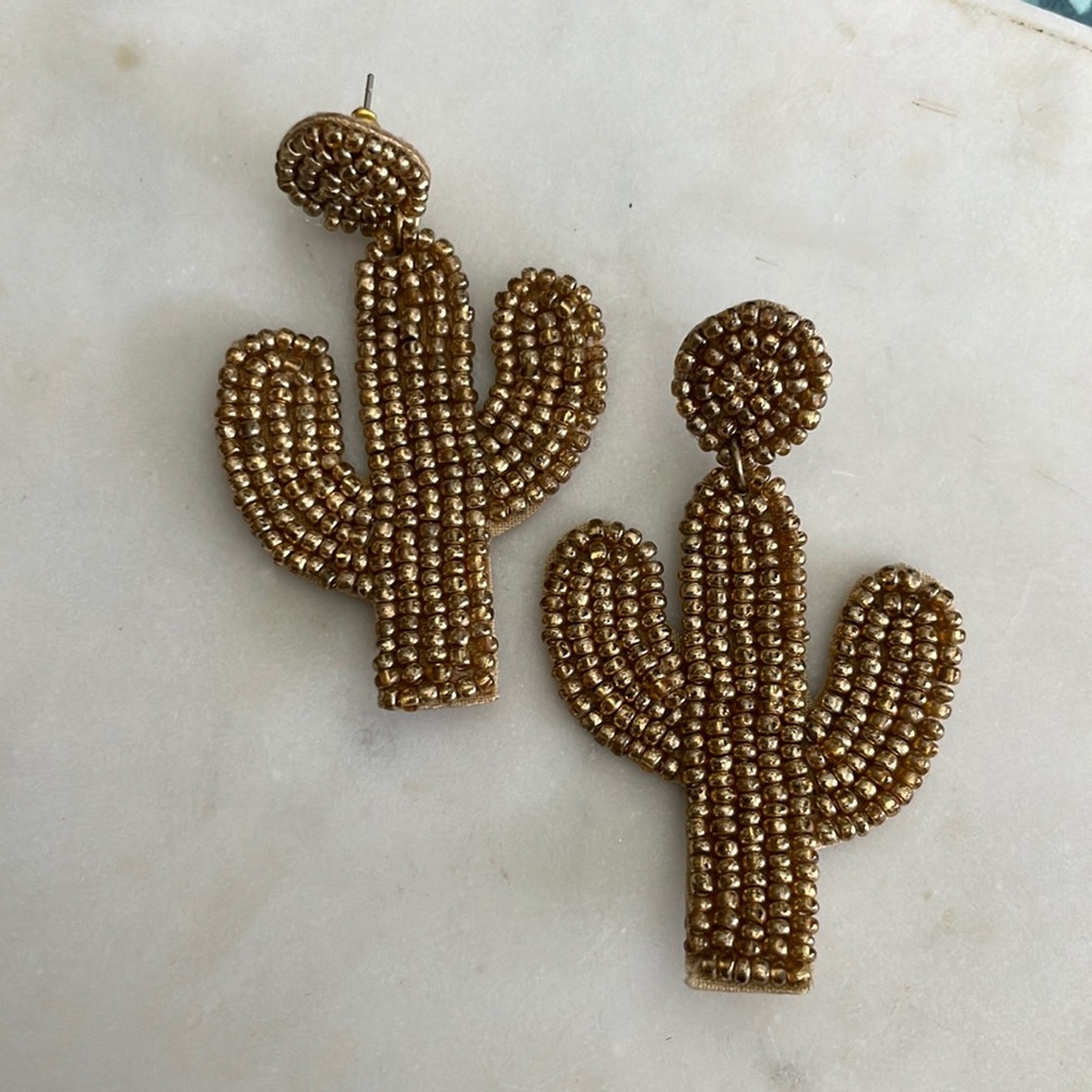 Beaded cactus earrings